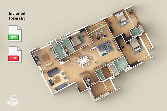 3 Bedroom Apartment Interior Isometric: A Detailed Look
