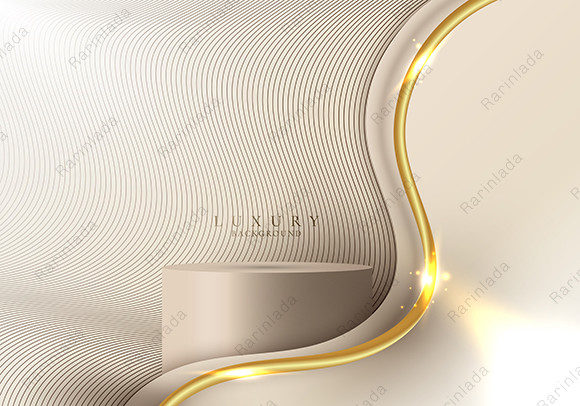 3D Elegant Podium Golden Wave Luxury: A Versatile Design for Modern Creativity