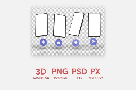 3D Handphone Mockup and Icon PNG PSD for Modern Designers