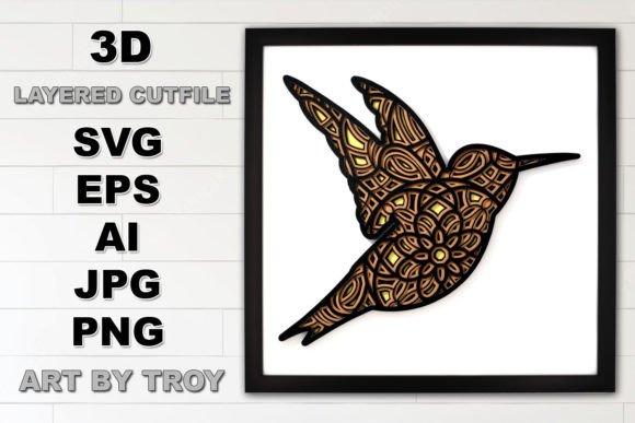 3D Layered Hummingbird Mandala SVG