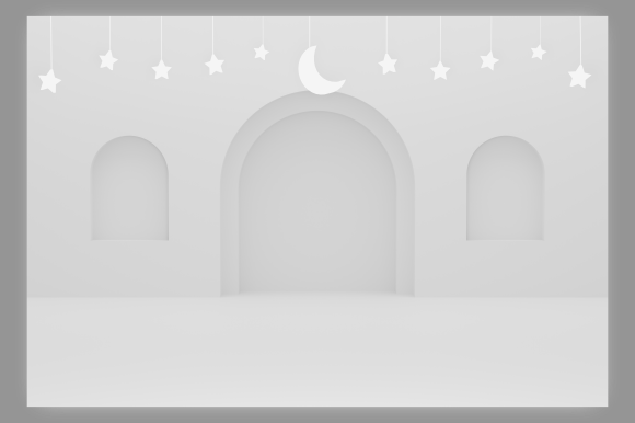 3d Podium in Ramadan White Ornament Psd