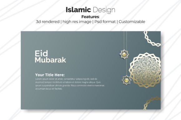 3D Rendered Eid Mubarak Islamic Post Design
