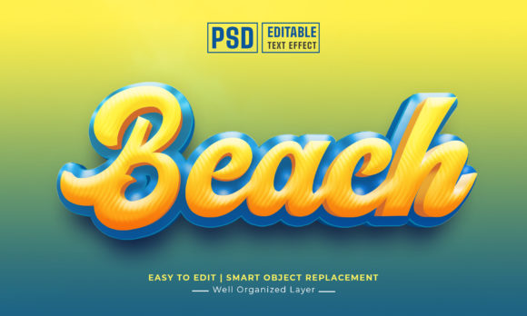 Beach 3D Text Style Effect Editable