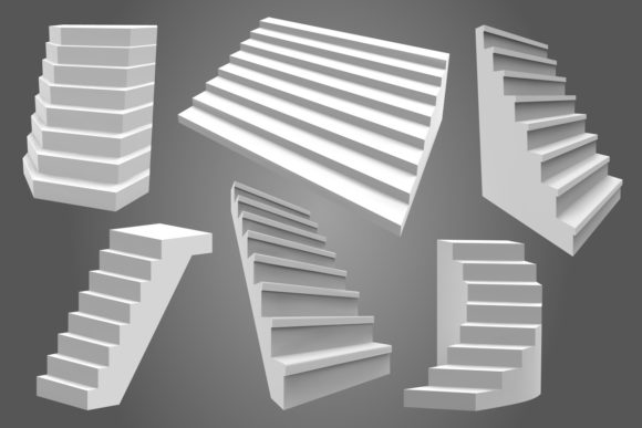 Exterior Realistic Stairs for 3D Design