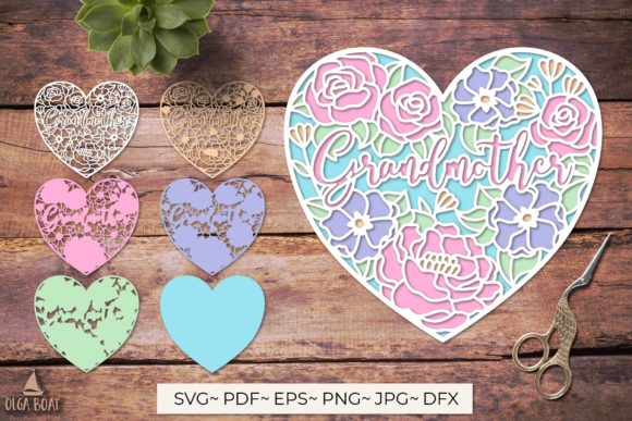 Heart with Grandmother: A 3D Flower Heart Design for Creative and Commercial Use