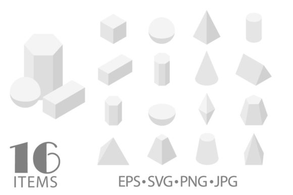 Isometric White Shapes Isolated