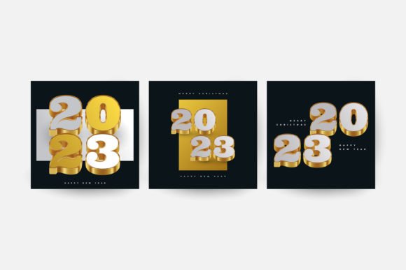 New Year 2023 Poster Set with 3D Text: A Modern Approach to Celebration and Branding