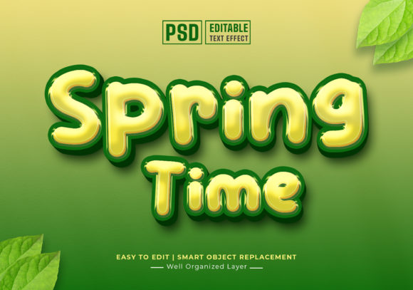 Spring Cartoon Time 3D Text Style Effect